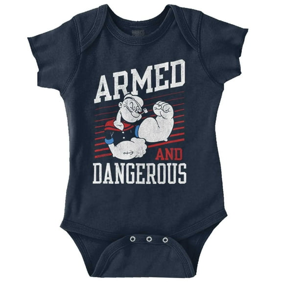Popeye Armed Dangerous Biceps Workout Bodysuit Jumper Boys Infant Baby Brisco Brands 12M