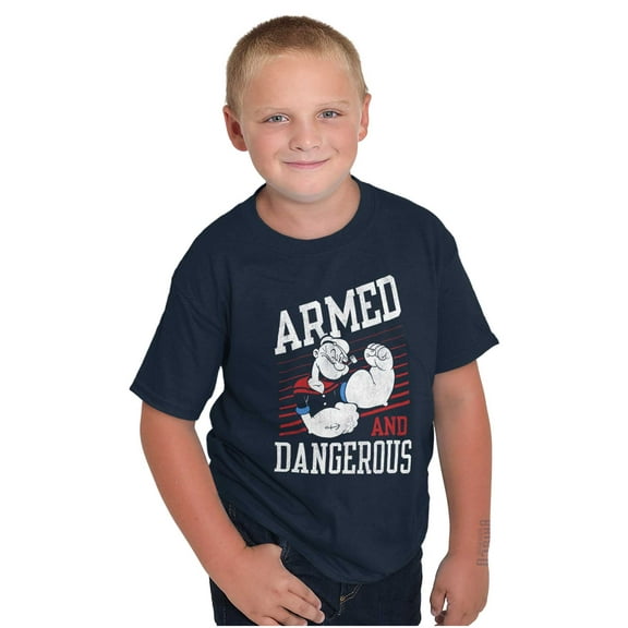 Popeye Armed Dangerous Biceps Workout Boys Kids T Shirt Tees Tops Teen Brisco Brands XS