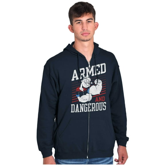 Popeye Armed Dangerous Biceps Workout Men Big & Tall Zip Hoodie Brisco Brands 2X