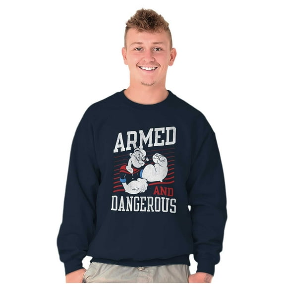 Popeye Armed Dangerous Biceps Workout Men's Crewneck Sweatshirt Brisco Brands S