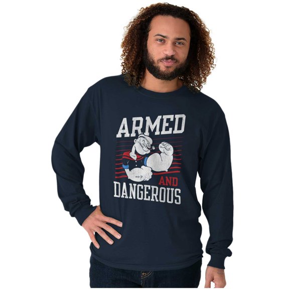Popeye Armed Dangerous Biceps Workout Men's Long Sleeve Tee T Shirt Brisco Brands X
