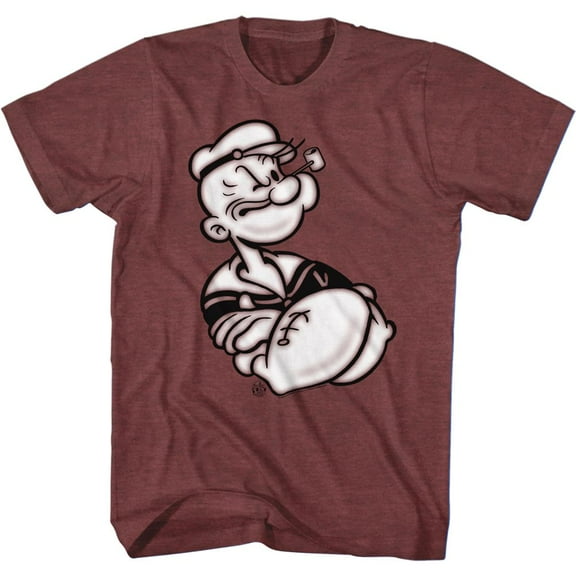 Popeye Arms Crossed Vintage Maroon Heather Adult T-Shirt