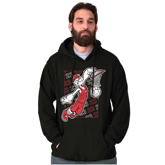Popeye Basketball Dunk Cartoon Hoodie Hooded Sweatshirt Men Brisco Brands S