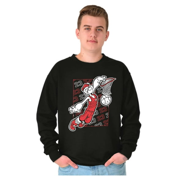Popeye Basketball Dunk Cartoon Men's Crewneck Sweatshirt Brisco Brands S