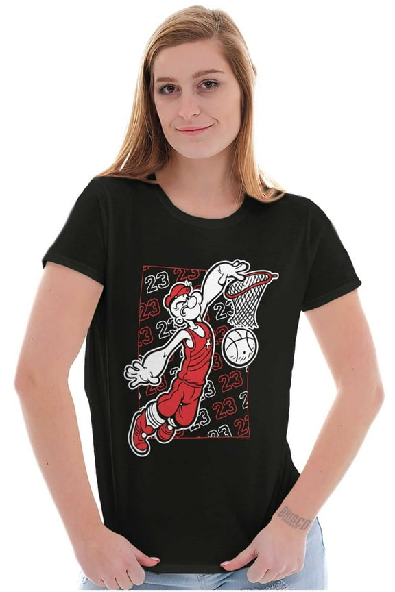 Basketball Dunk Cartoon Women's T Shirt Ladies Tee Brisco Brands S