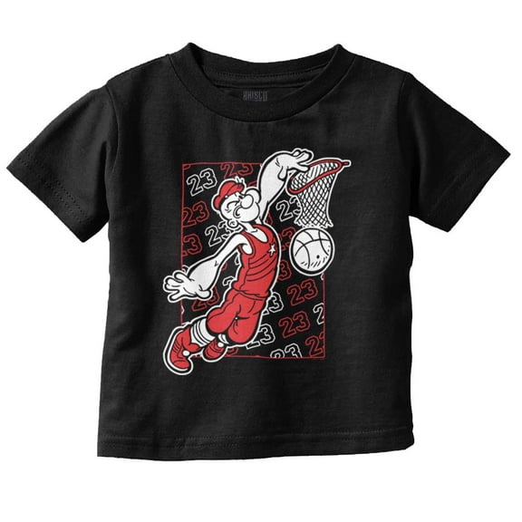 Popeye Basketball Dunk Cartoon Youth T Shirt Tee Boys Infant Toddler Brisco Brands 3T