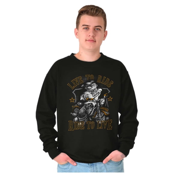 Popeye Biker Live To Ride Cartoon Sweatshirt for Men or Women Brisco Brands S