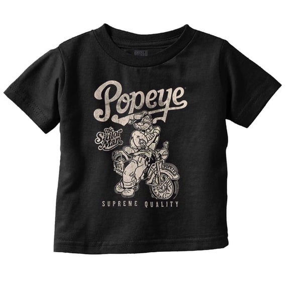 Popeye Biker Supreme Motorcycle Toddler Boy Girl T Shirt Infant Toddler Brisco Brands 6M