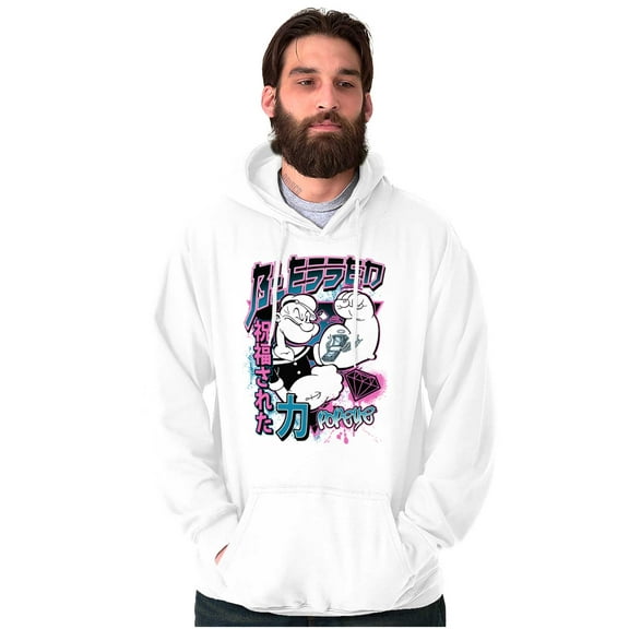 Popeye Blessed Cool Asian Inspired Men Big & Tall Graphic Hoodie Brisco Brands 3X