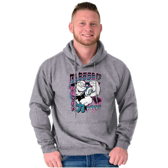Popeye Blessed Cool Asian Inspired Men Big & Tall Graphic Hoodie Brisco Brands 3X