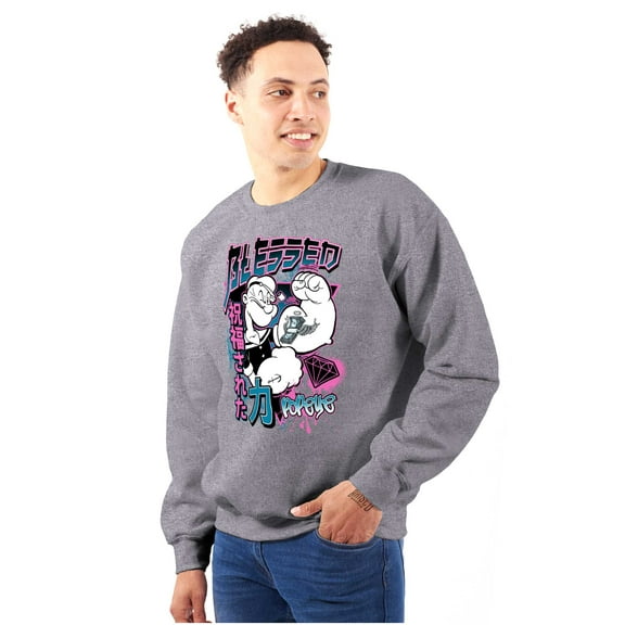 Popeye Blessed Cool Asian Inspired Men Big & Tall Sweatshirt Brisco Brands 4X