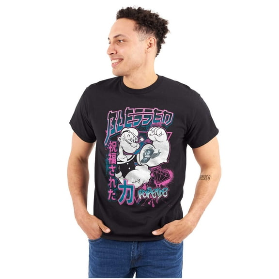 Popeye Blessed Cool Asian Inspired Men's Graphic T Shirt Tees Brisco Brands S