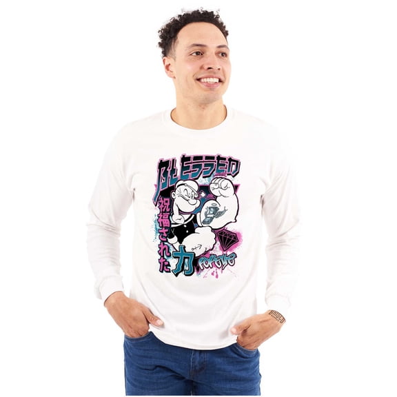 Popeye Blessed Cool Asian Inspired Men's Long Sleeve Tee T Shirt Brisco Brands S