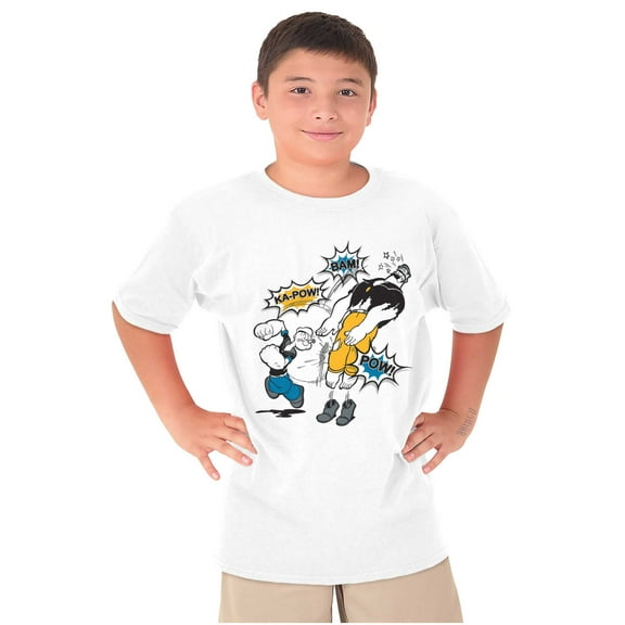 Popeye Bluto Fight Ka-Pow Punch Crewneck T Shirts Boy Girl Teen Brisco Brands S
