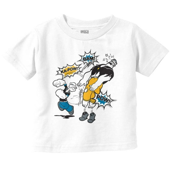 Popeye Bluto Fight Ka-Pow Punch Toddler Boy Girl T Shirt Infant Toddler Brisco Brands 6M