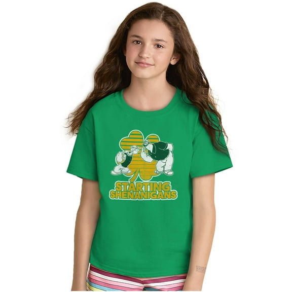 Popeye Bluto St Patricks Shenanigans Crewneck T Shirts Boy Girl Teen Brisco Brands XS