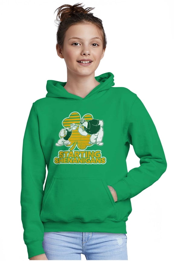 Popeye Bluto St Patricks Shenanigans Youth Hoodie Boy Girl Teen Brisco Brands XS