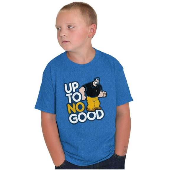 Popeye Bluto Up to No Good Funny Cool Crewneck T Shirts Boy Girl Teen Brisco Brands L