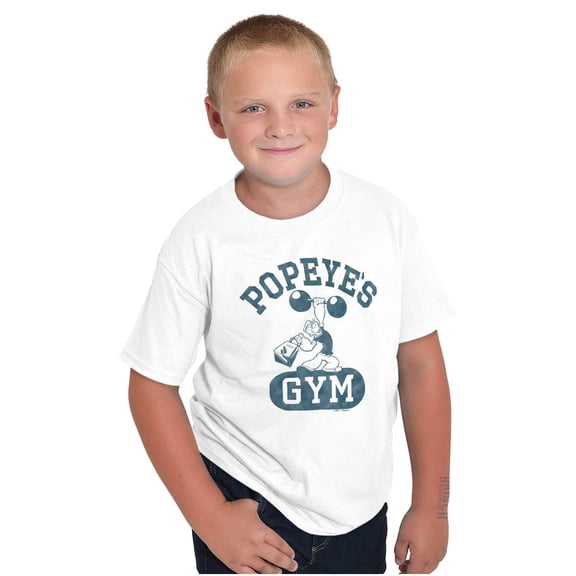 Popeye Body Builder Gym Workout Cool Crewneck T Shirts Boy Girl Teen Brisco Brands S