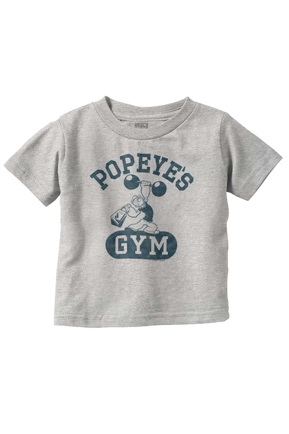 Popeye Body Builder Gym Workout Cool Toddler Boy Girl T Shirt Infant Toddler Brisco Brands 12M