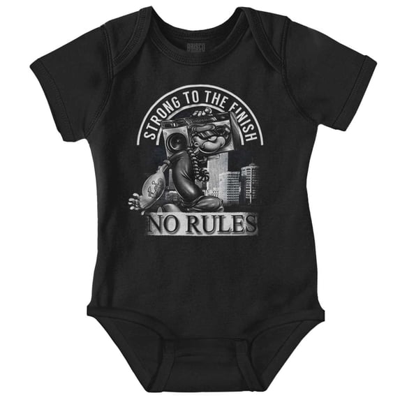 Popeye Boombox No Rules Music Cartoon Romper Boys or Girls Infant Baby Brisco Brands NB