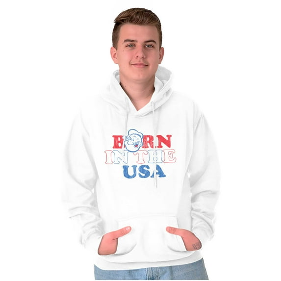 Popeye Born in the USA Proud American Hoodie Sweatshirt Women Men Brisco Brands X