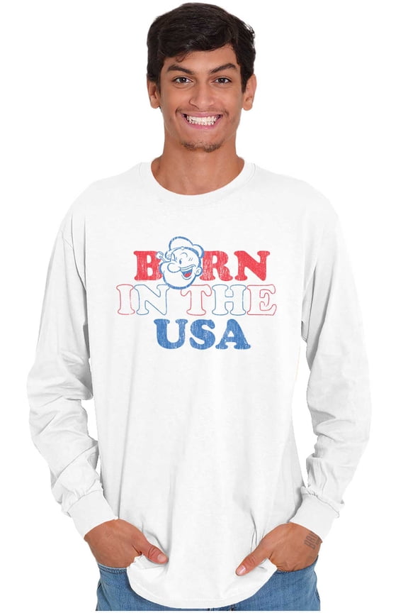 Born in the USA Proud American Long Sleeve TShirt Men Women Brisco Brands S