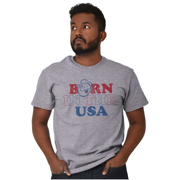 Popeye Born in the USA Proud American Men's Graphic T Shirt Tees Brisco Brands 3X