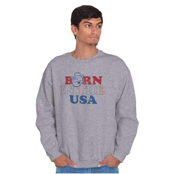 Popeye Born in the USA Proud American Sweatshirt for Men or Women Brisco Brands S