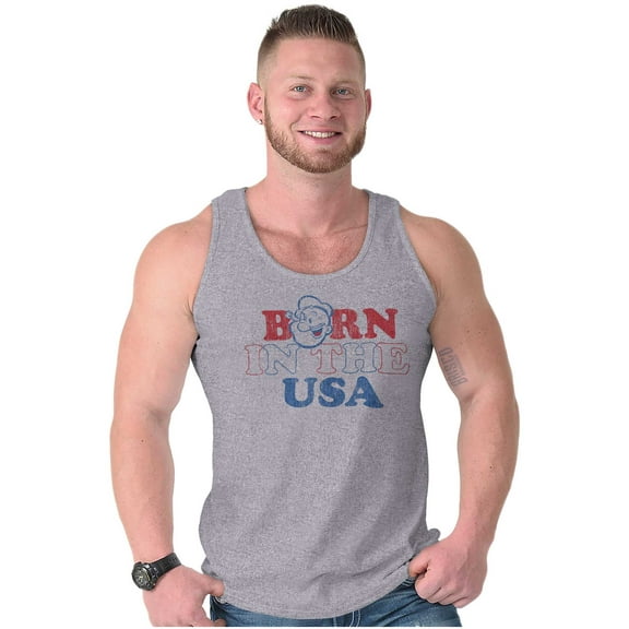Popeye Born in the USA Proud American Unisex Plus Size Tank Top Brisco Brands 3X