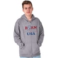 thumbnail image 1 of Popeye Born in the USA Proud American Zip Up Hoodie Men's Women's Brisco Brands S, 1 of 6