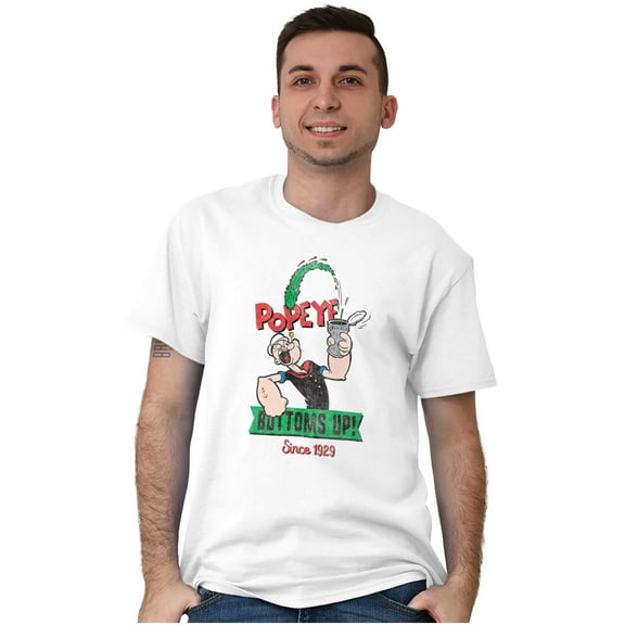 Popeye Bottoms Up Since 1929 Funny Men's Graphic T Shirt Tees Brisco Brands X