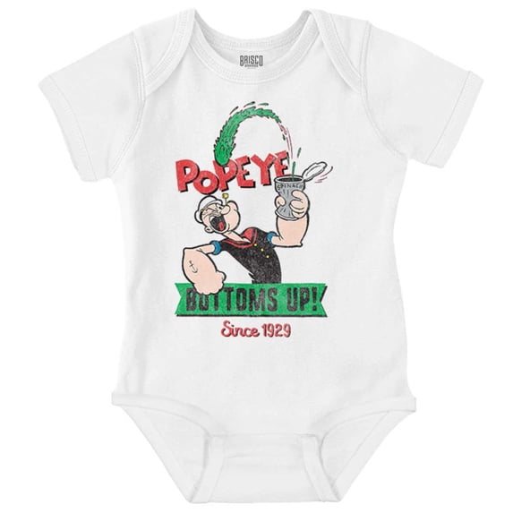Popeye Bottoms Up Since 1929 Funny Romper Boys or Girls Infant Baby Brisco Brands 18M