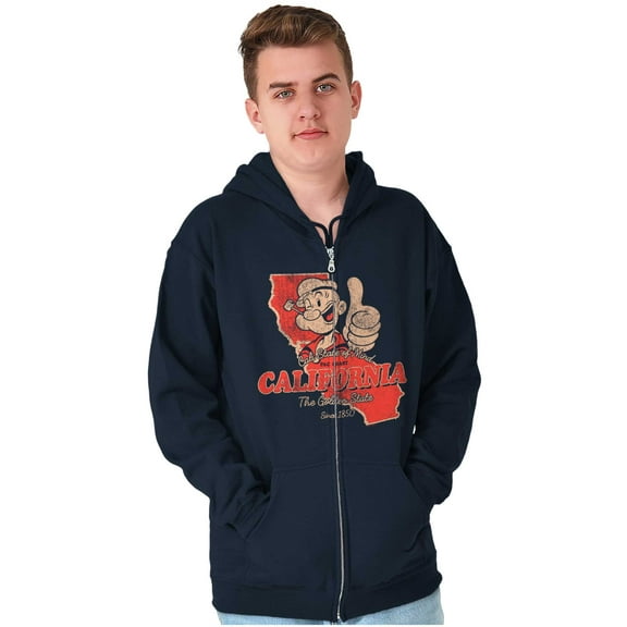 Popeye California Local State Pride Unisex Plus Size Zip Hoodie Brisco Brands 2X