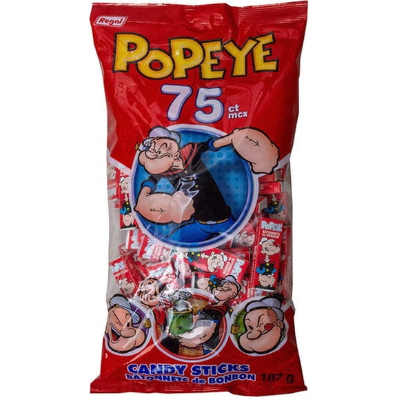 Popeye Candy Sticks Fun Size, 75ct, 187g/6.5 oz