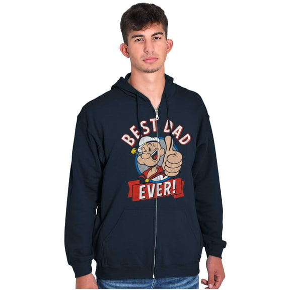 Popeye Cartoon Best Dad Ever Father Men Big & Tall Zip Hoodie Brisco Brands 2X