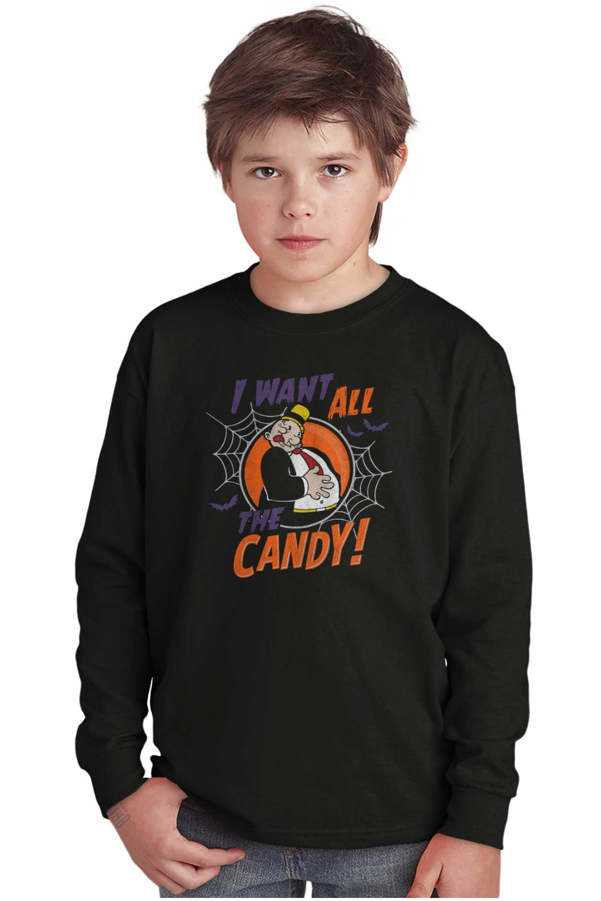 Popeye Cartoon Funny Wimpy Halloween Long Sleeve Tee Boy Girl Teen