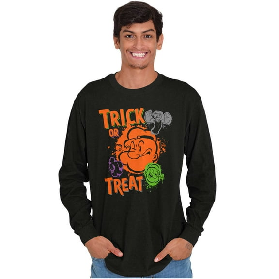 Popeye Cartoon Halloween Trick Treat Long Sleeve TShirt Men Women Brisco Brands S