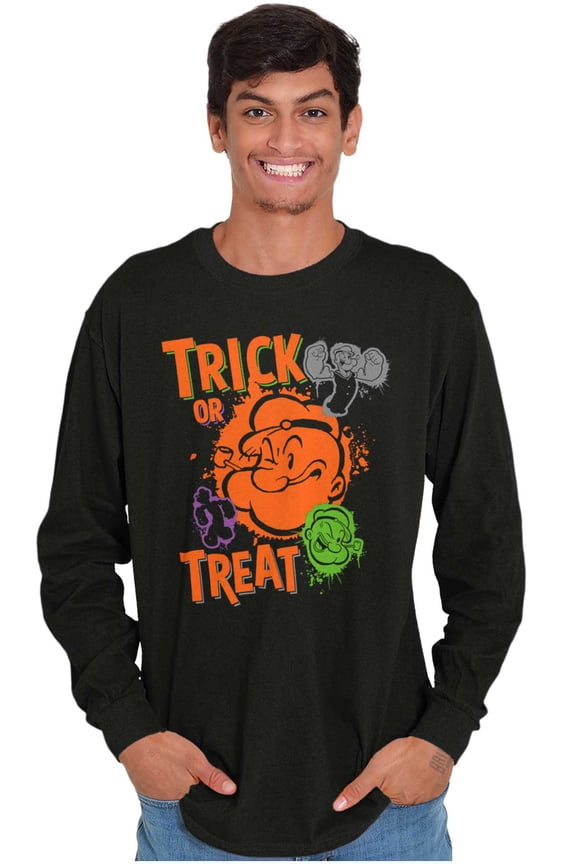 Popeye Cartoon Halloween Trick Treat Long Sleeve TShirt Men Women Brisco Brands S