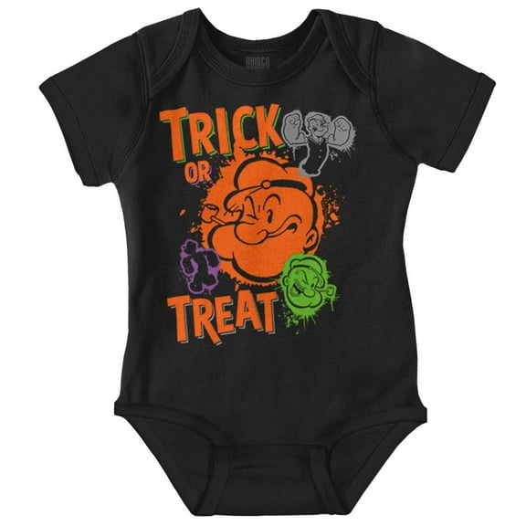 Popeye Cartoon Halloween Trick Treat Romper Boys or Girls Infant Baby Brisco Brands NB