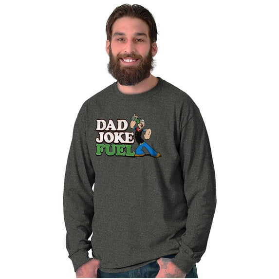 Popeye Cartoon Spinach Dad Joke Fuel Men's Long Sleeve Tee T Shirt Brisco Brands S