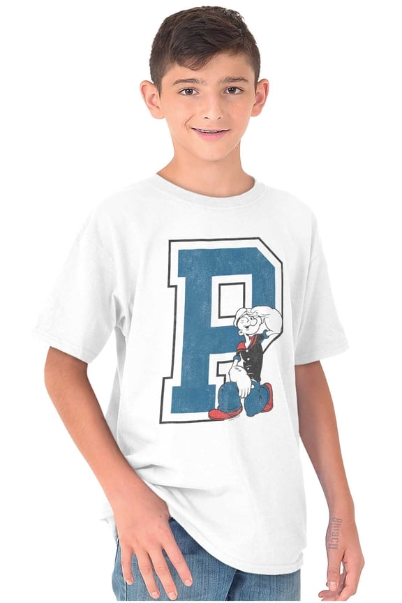 Cartoon Vintage Varsity P Crewneck T Shirts Boy Girl Teen Brisco Brands S