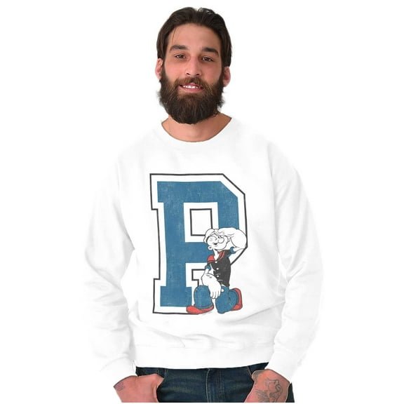 Popeye Cartoon Vintage Varsity P Sweatshirt for Men or Women Brisco Brands S
