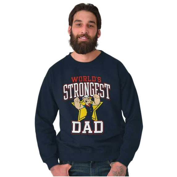 Popeye Cartoon Worlds Strongest Dad Men's Crewneck Sweatshirt Brisco Brands S