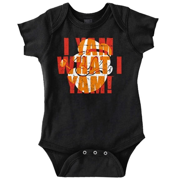 Popeye Catchphrase What I Yam Romper Boys or Girls Infant Baby Brisco Brands 24M