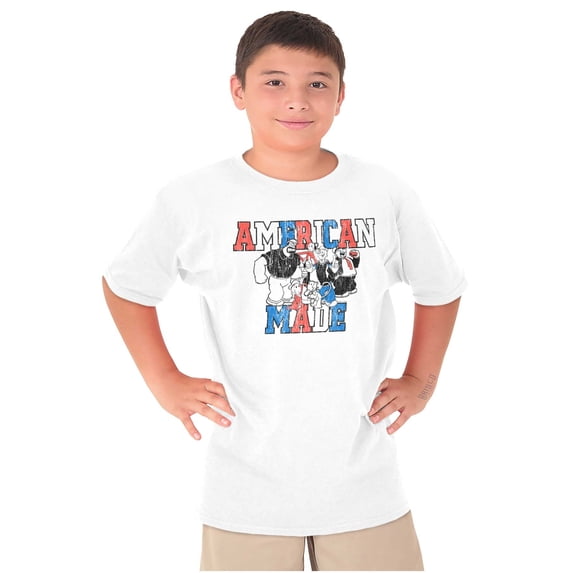 Popeye Characters American Made Crewneck T Shirts Boy Girl Teen Brisco Brands X