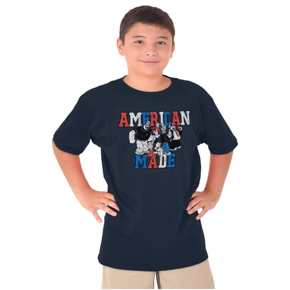 Popeye Characters American Made Crewneck T Shirts Boy Girl Teen Brisco Brands X