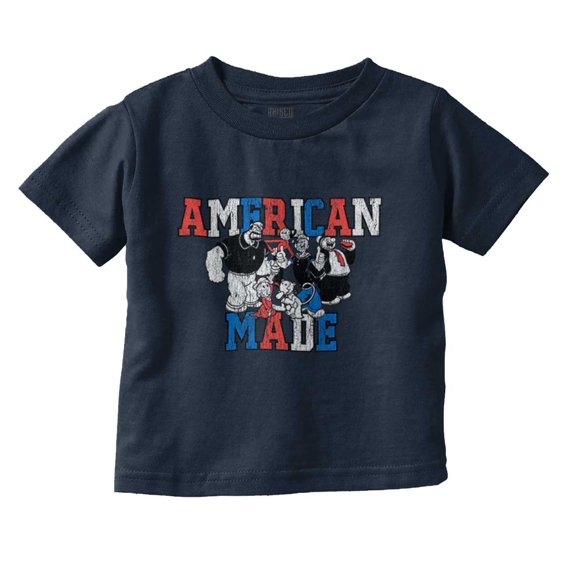 Popeye Characters American Made Toddler Boy Girl T Shirt Infant Toddler Brisco Brands 7T