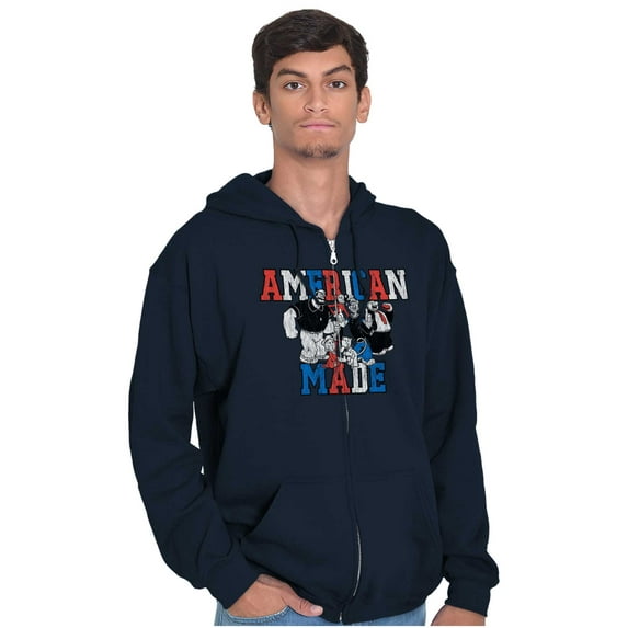Popeye Characters American Made Zip Up Hoodie Men's Women's Brisco Brands S