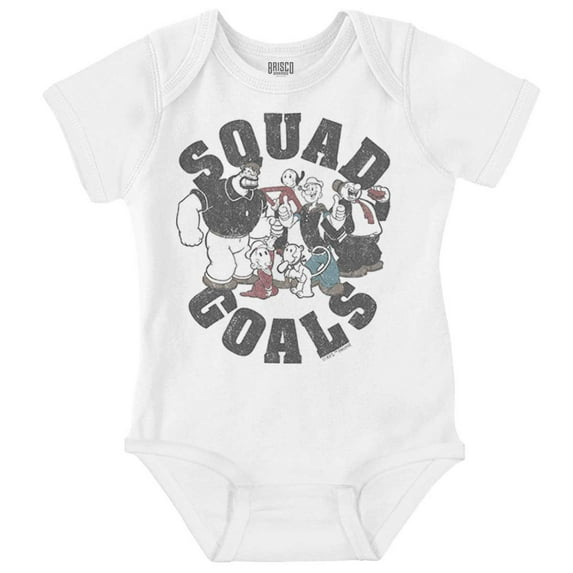 Popeye Characters Squad Goals Retro Romper Boys or Girls Infant Baby Brisco Brands 12M